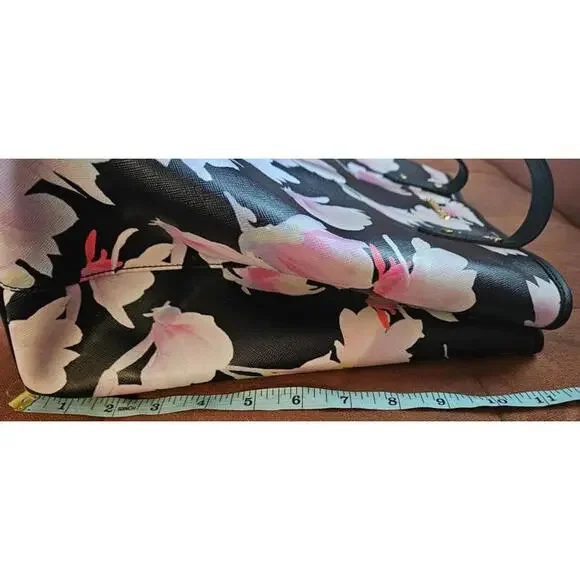 Stella & Max Tulip Tree Black Floral Print Large Leather Tote Hand Bag‎ - Picture 8 of 8